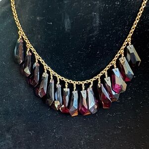 ✨ Ann Taylor Statement Necklace | Faceted Burgundy Glass Drops